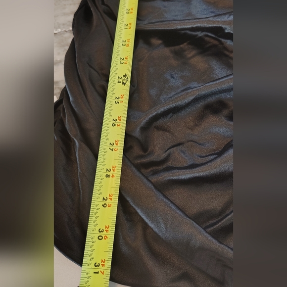 Chic Black Ruched Mini Dress - Picture 12 of 12